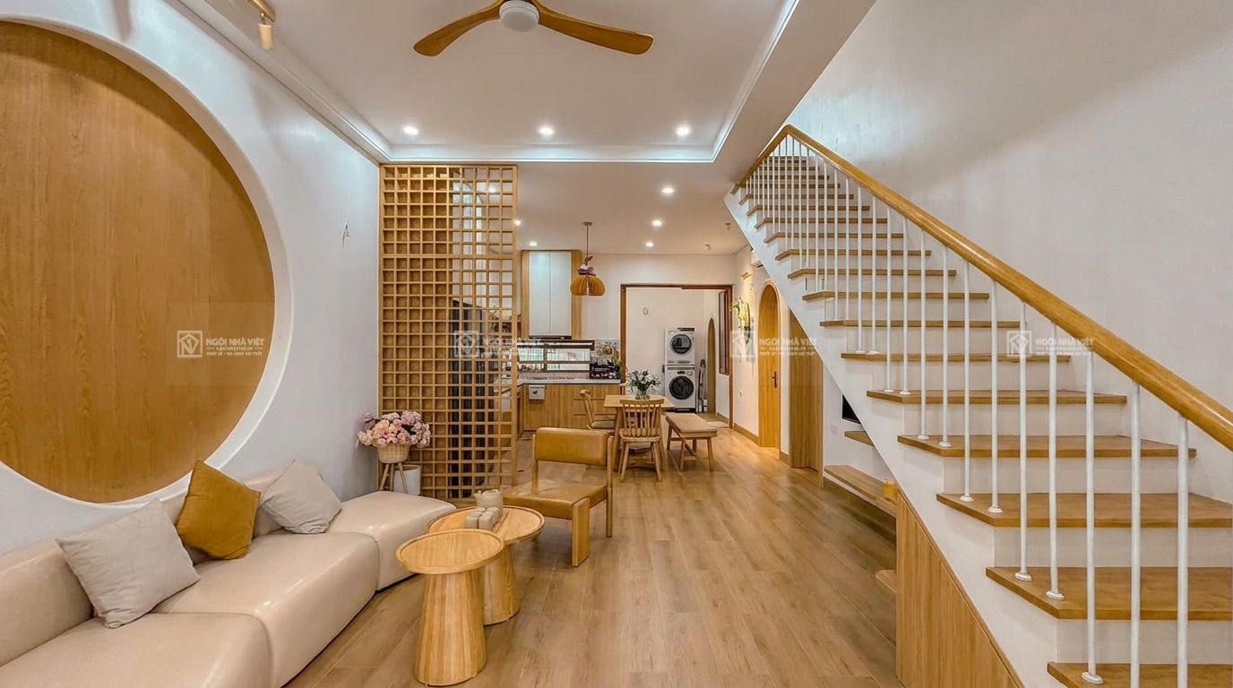 thi công nội thất phòng khách gỗ