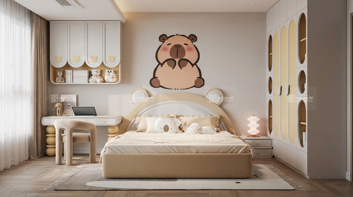 thi công nội thất phòng ngủ capibara trẻ em
